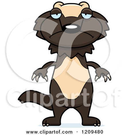 Cartoon of a Depressed Wolverine Mascot - Royalty Free Vector Clipart by Cory Thoman