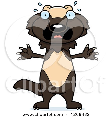 Cartoon of a Scared Wolverine Mascot - Royalty Free Vector Clipart by Cory Thoman