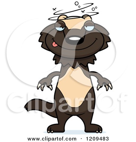 Cartoon of a Drunk or Dumb Wolverine Mascot - Royalty Free Vector Clipart by Cory Thoman
