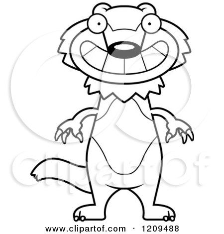 Cartoon of a Black and White Happy Grinning Wolverine Mascot - Royalty Free Vector Clipart by Cory Thoman