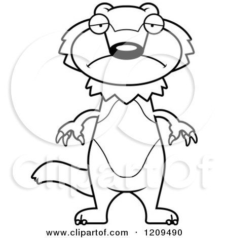Cartoon of a Black and White Depressed Wolverine Mascot - Royalty Free Vector Clipart by Cory Thoman