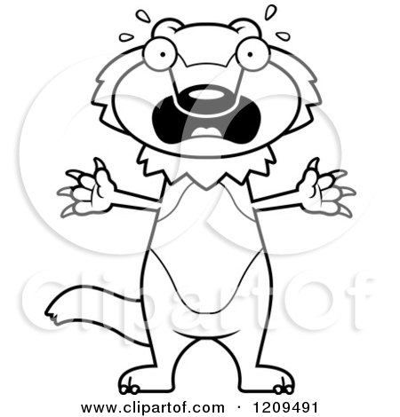 Cartoon of a Black and White Scared Wolverine Mascot - Royalty Free Vector Clipart by Cory Thoman