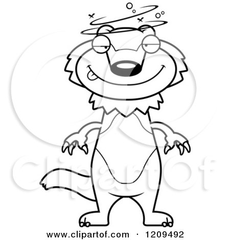 Cartoon of a Black and White Drunk or Dumb Wolverine Mascot - Royalty Free Vector Clipart by Cory Thoman