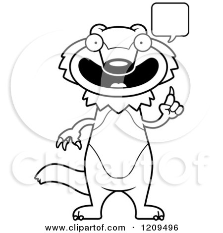 Cartoon of a Black and White Smart Talking Wolverine Mascot - Royalty Free Vector Clipart by Cory Thoman