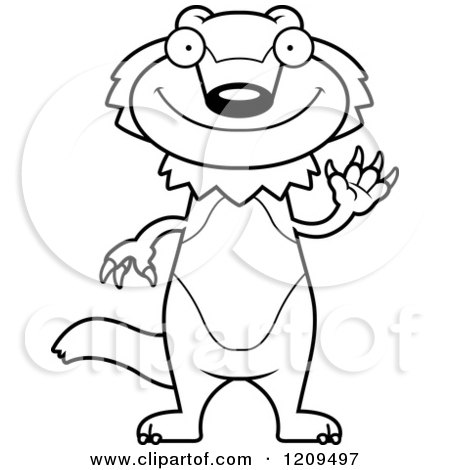Cartoon of a Black and White Friendly Waving Wolverine Mascot - Royalty Free Vector Clipart by Cory Thoman