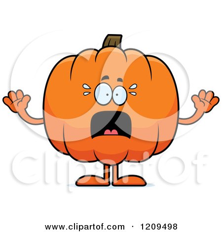 Cartoon of a Scared Pumpkin Mascot Screaming - Royalty Free Vector Clipart by Cory Thoman
