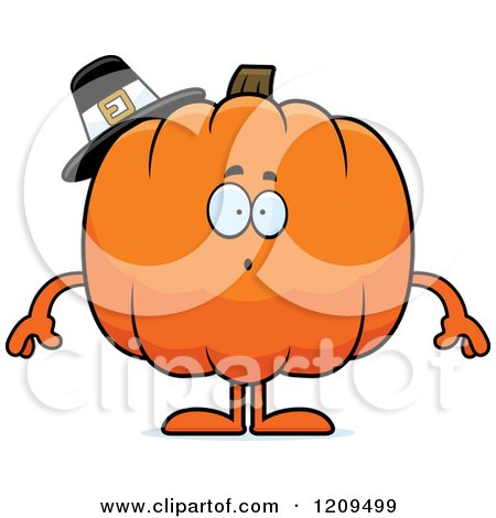Cartoon of a Surprised Pilgrim Pumpkin Mascot - Royalty Free Vector Clipart by Cory Thoman