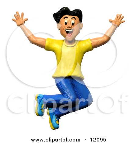 3d Happy And Energetic Man Jumping Posters, Art Prints by - Interior ...