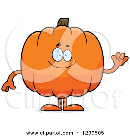 Cartoon of a Friendly Pumpkin Mascot Waving - Royalty Free Vector Clipart by Cory Thoman