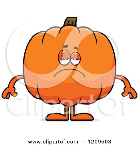 Cartoon of a Depressed Pumpkin Mascot - Royalty Free Vector Clipart by Cory Thoman