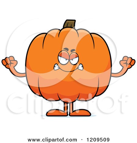Cartoon of a Mad Pumpkin Mascot Holding up Fists - Royalty Free Vector Clipart by Cory Thoman