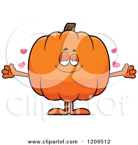Cartoon of a Loving Pumpkin Mascot Wanting a Hug - Royalty Free Vector Clipart by Cory Thoman