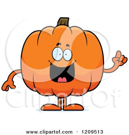 Cartoon of a Smart Pumpkin Mascot Holding up a Finger - Royalty Free Vector Clipart by Cory Thoman