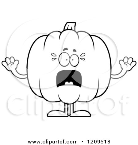 Cartoon of a Black and White Scared Pumpkin Mascot Screaming - Royalty Free Vector Clipart by Cory Thoman