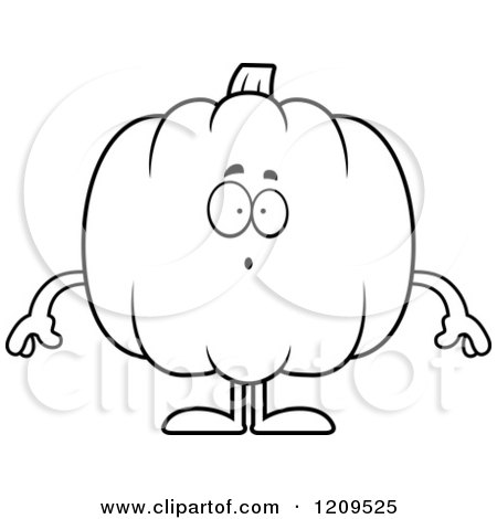 Cartoon of a Black and White Surprised Pumpkin Mascot - Royalty Free Vector Clipart by Cory Thoman