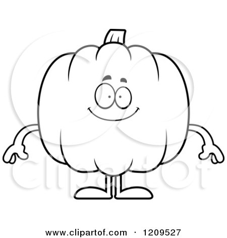 Cartoon of a Black and White Happy Pumpkin Mascot Smiling - Royalty Free Vector Clipart by Cory Thoman