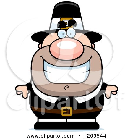 Cartoon of a Happy Smiling Male Pilgrim Man - Royalty Free Vector Clipart by Cory Thoman