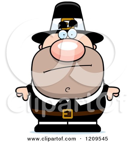 Cartoon of a Bored Male Pilgrim Man - Royalty Free Vector Clipart by Cory Thoman