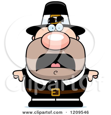 Cartoon of a Scared Male Pilgrim Man - Royalty Free Vector Clipart by Cory Thoman