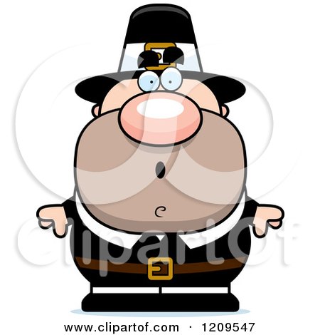 Cartoon of a Surprised Male Pilgrim Man - Royalty Free Vector Clipart by Cory Thoman