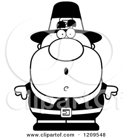Cartoon of a Black and White Surprised Male Pilgrim Man - Royalty Free Vector Clipart by Cory Thoman