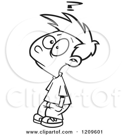 Cartoon of a Black and White Quizzical Boy - Royalty Free Vector Clipart by toonaday