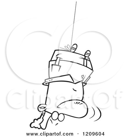 Cartoon of a Black and White Upside down Man Swinging Topsy Turvy - Royalty Free Vector Clipart by toonaday