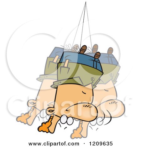 Cartoon of a Caucasian Upside down Man Swinging Topsy Turvy - Royalty Free Vector Clipart by toonaday