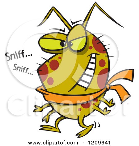 Cartoon of a Cold Bug Sniffling - Royalty Free Vector Clipart by toonaday