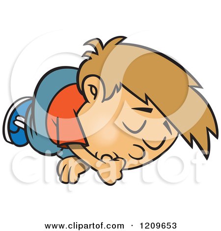 Cartoon of a Sleeping Boy Sucking His Thumb - Royalty Free Vector Clipart by toonaday