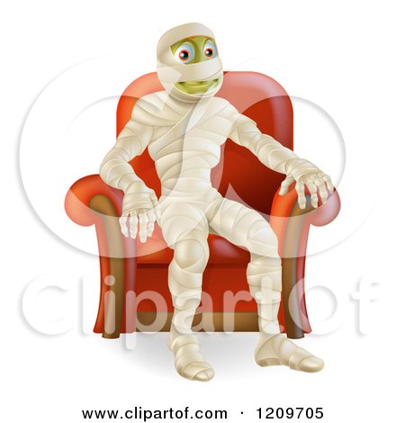 Cartoon of a Happy Mummy Siting in an Arm Chair - Royalty Free Vector Clipart by AtStockIllustration