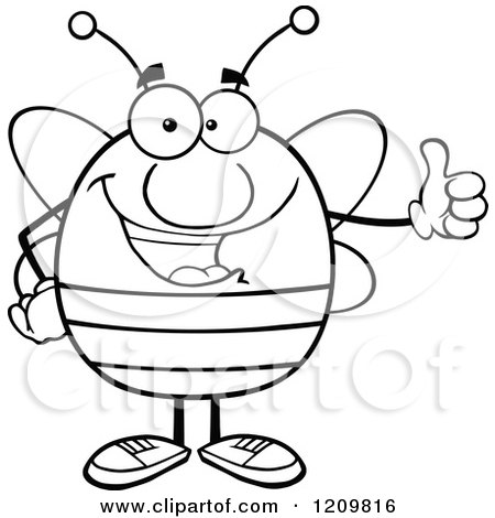 Cartoon of a Happy Bee Holding a Thumb up - Royalty Free Vector Clipart by Hit Toon