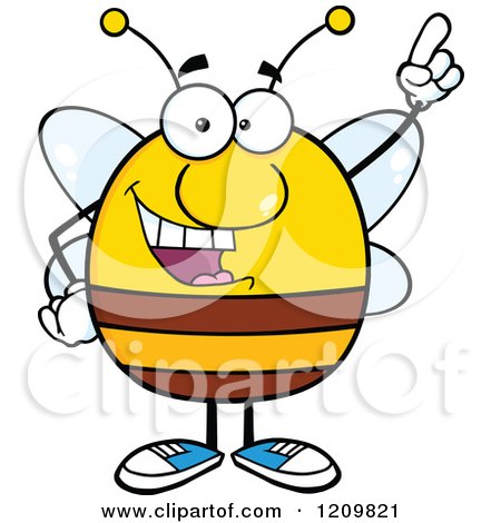 Cartoon of a Happy Bee with an Idea - Royalty Free Vector Clipart by Hit Toon