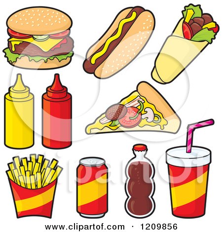 Clipart of Fast Food and Condiment Icons - Royalty Free Vector Illustration by Any Vector