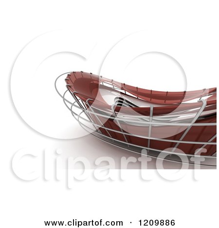 Clipart of a 3d Abstract Red Architectural Structure on White 3 - Royalty Free CGI Illustration by KJ Pargeter