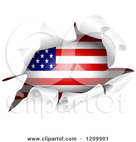 Clipart of an American Flag Through a Ripped Hole - Royalty Free Vector Illustration by Prawny