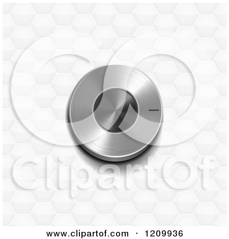 Clipart of a 3d Brushed Metal Dial Knob over a Honeycomb Pattern - Royalty Free Vector Illustration by elaineitalia