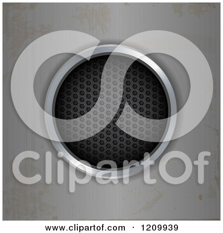 Clipart of a 3d Perforated Circle over Metal - Royalty Free Vector Illustration by elaineitalia