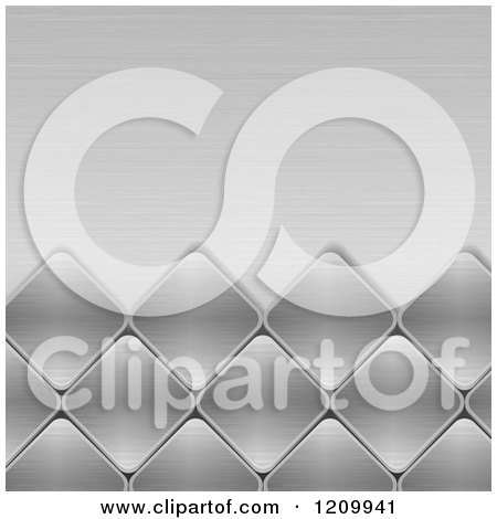 Clipart of a Background of 3d Brushed Metal Diamond Mosaic Tiles - Royalty Free Vector Illustration by elaineitalia