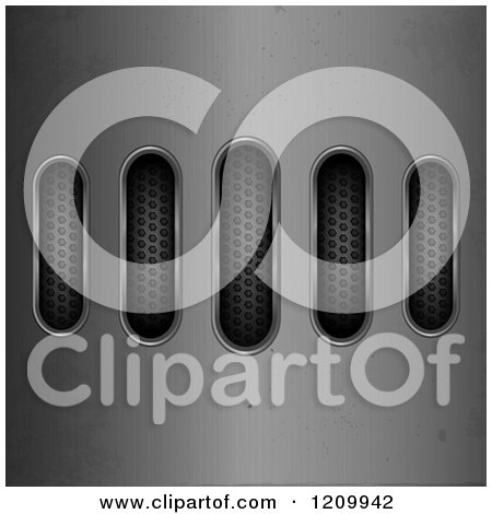 Clipart of a Brushed Metal Background with 3d Slots - Royalty Free Vector Illustration by elaineitalia