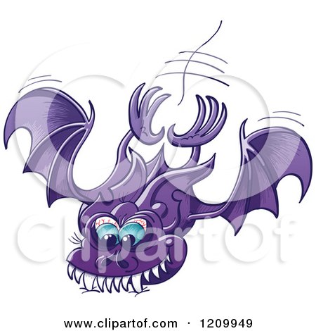 Cartoon of a Purple Vampire Bat Attacking - Royalty Free Vector Clipart by Zooco