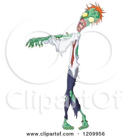 Cartoon of a Walking Zombie - Royalty Free Vector Clipart by yayayoyo