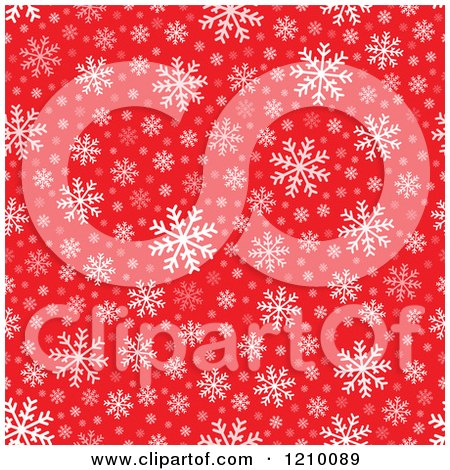 Clipart of a Seamless Background of White Snowflakes on Red - Royalty Free Vector Illustration by visekart
