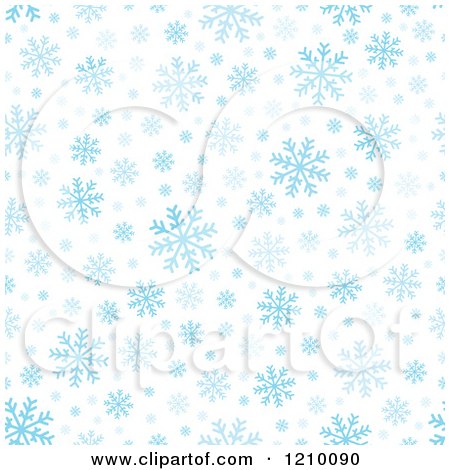 Clipart of a Seamless Background of Blue Snowflakes on White - Royalty Free Vector Illustration by visekart