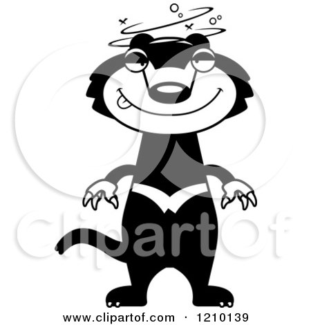 Cartoon of a Drunk Skinny Tasmanian Devil - Royalty Free Vector Clipart by Cory Thoman