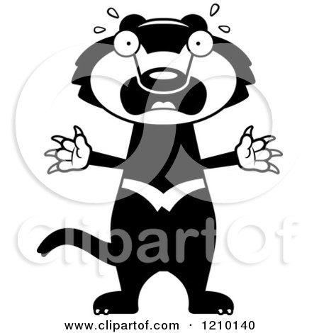 Cartoon of a Scared Skinny Tasmanian Devil - Royalty Free Vector Clipart by Cory Thoman