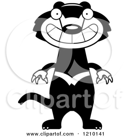 Cartoon of a Grinning Skinny Tasmanian Devil - Royalty Free Vector Clipart by Cory Thoman