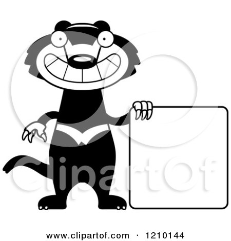 Cartoon of a Skinny Tasmanian Devil by a Sign - Royalty Free Vector Clipart by Cory Thoman