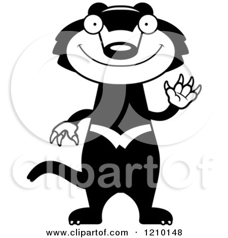 Cartoon of a Waving Skinny Tasmanian Devil - Royalty Free Vector Clipart by Cory Thoman