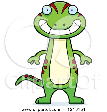 Cartoon of a Grinning Skinny Gecko - Royalty Free Vector Clipart by Cory Thoman